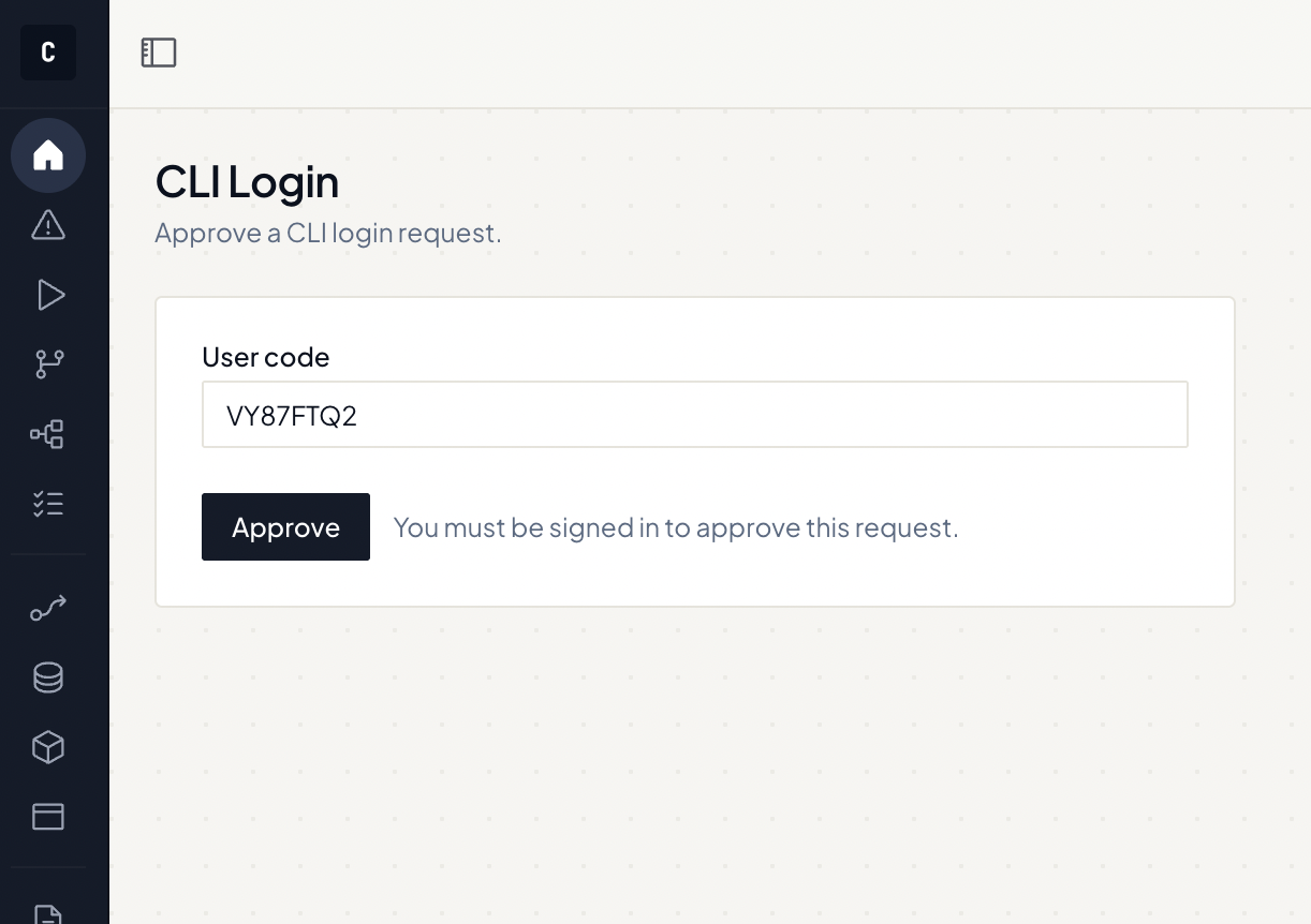 Approve the CLI session from your browser to finish logging in