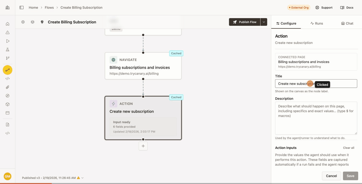 Typing $ in an action field opens the macro typeahead, letting you browse and insert dynamic expressions