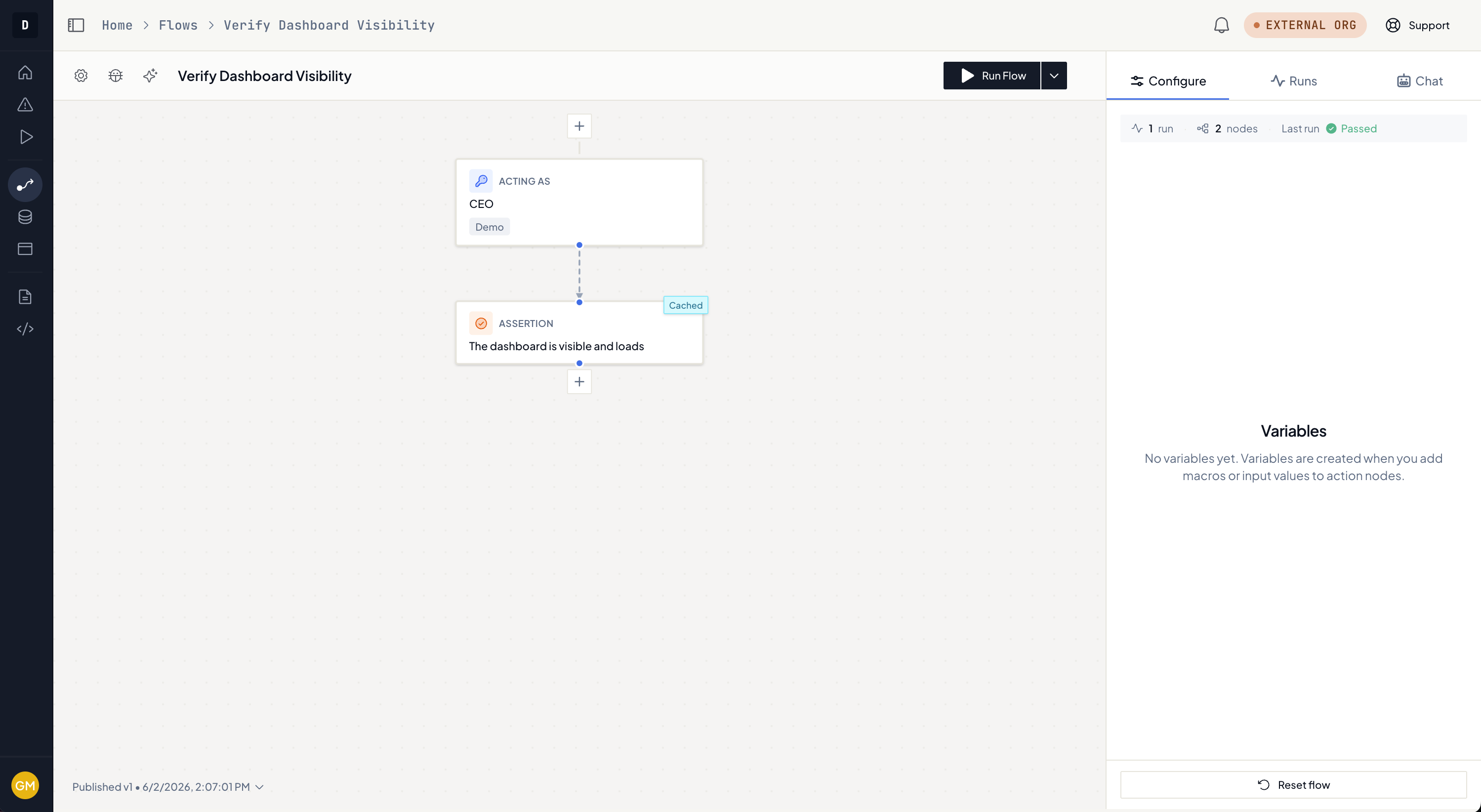 A first test: acting as a signed-in user, then asserting the dashboard loads