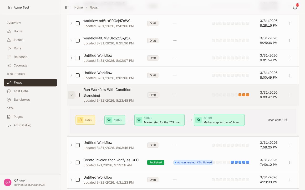 API sequence result drawer