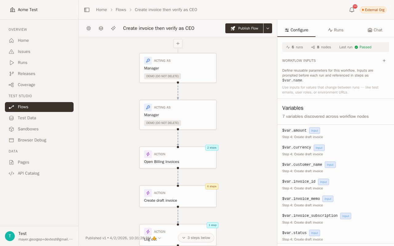 Flow Designer summary card and validation feedback