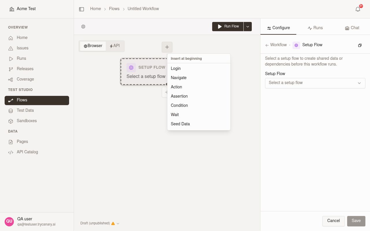 Validation feedback appears when you run the workflow