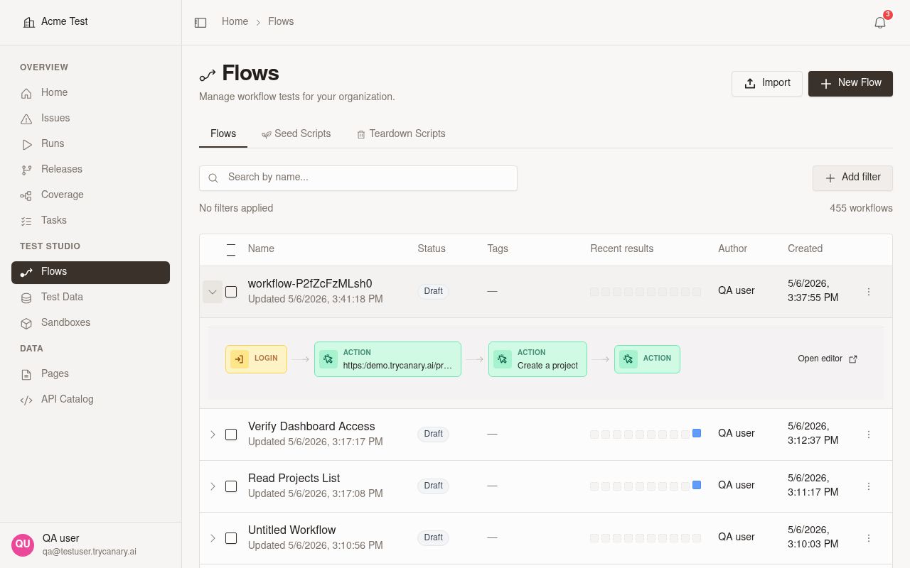 Validation run option shown before the first passing workflow run