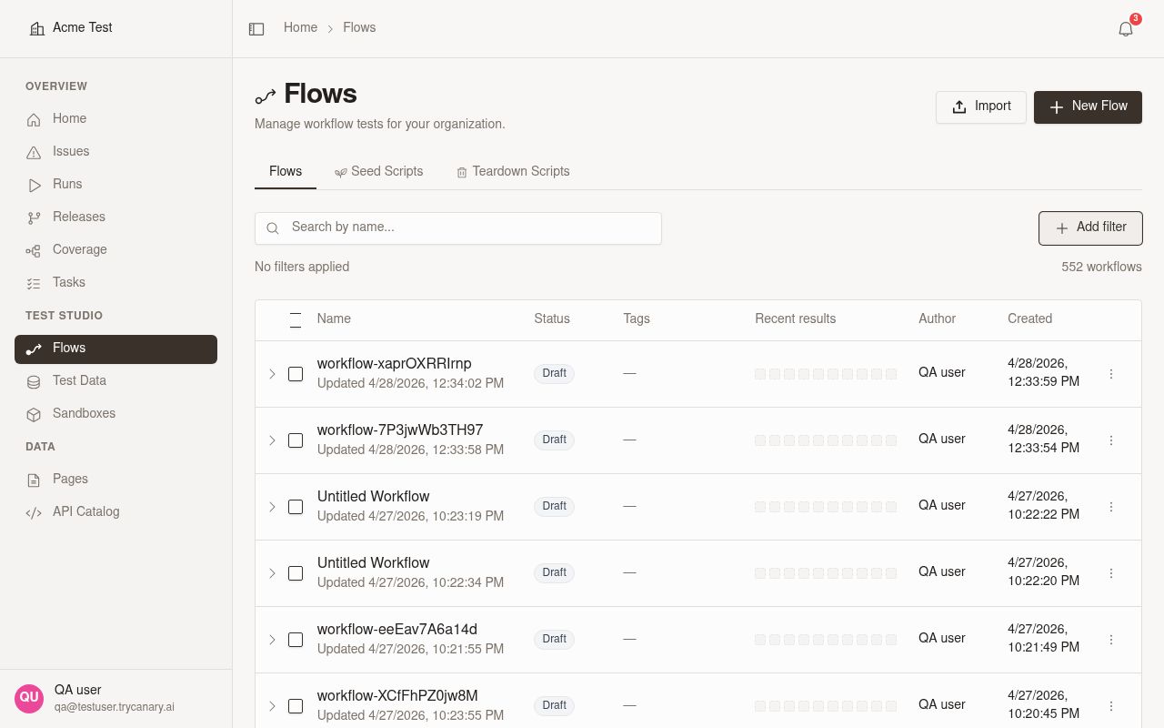 Flow list action for quarantining workflows
