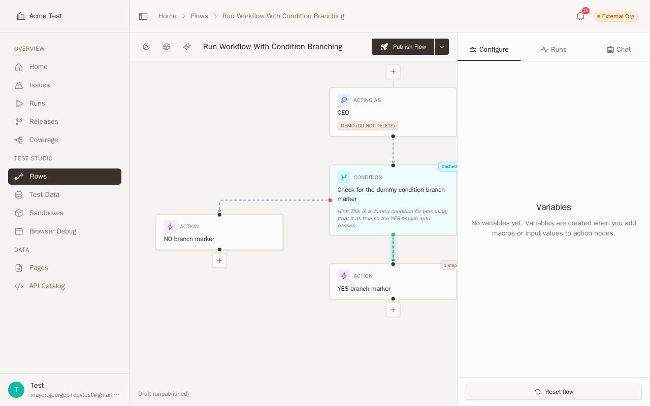 Flow version history with draft sub-version