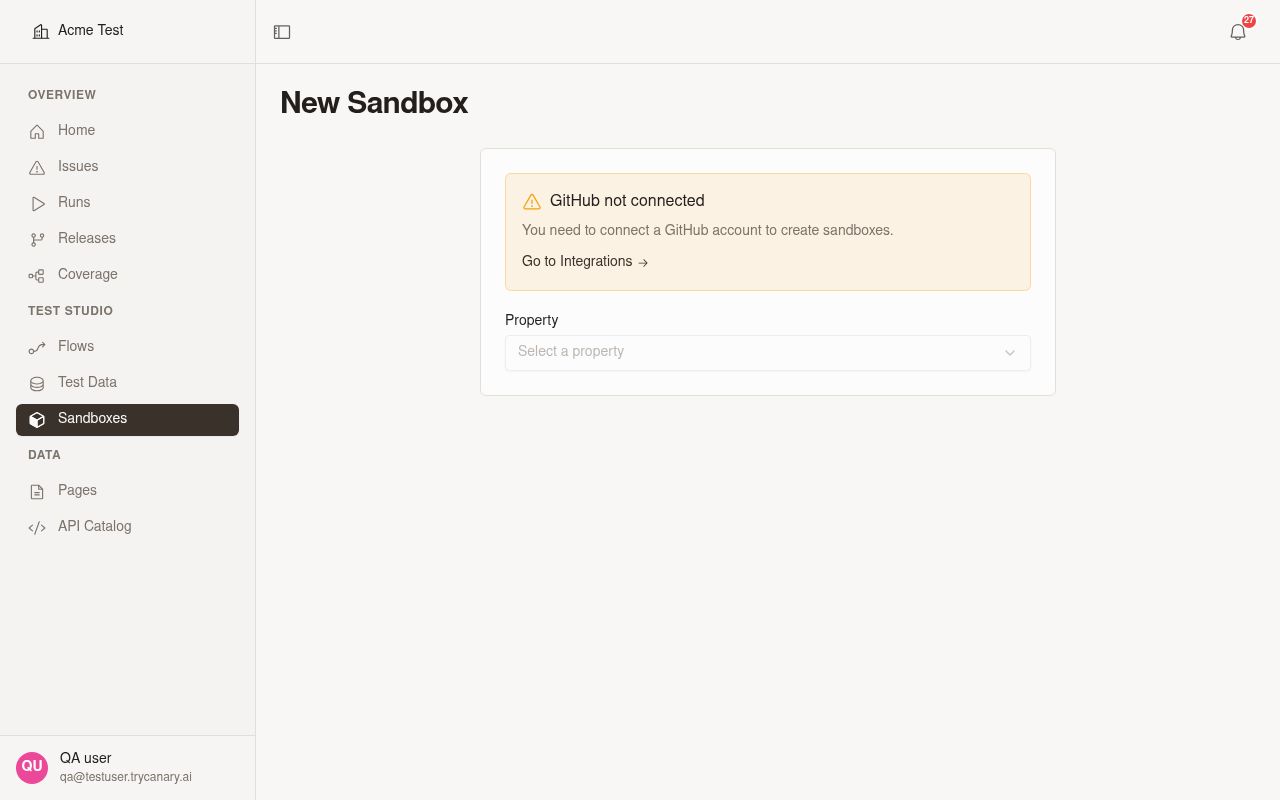 Sandbox provisioning status showing readiness during initial setup